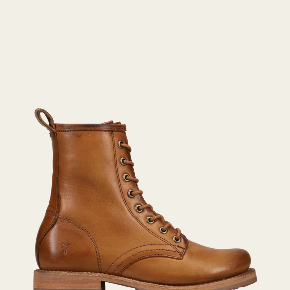 Frye Tan Caramel Leather Veronica Flex Combat Boots size 5.5 - Picture 5 of 14